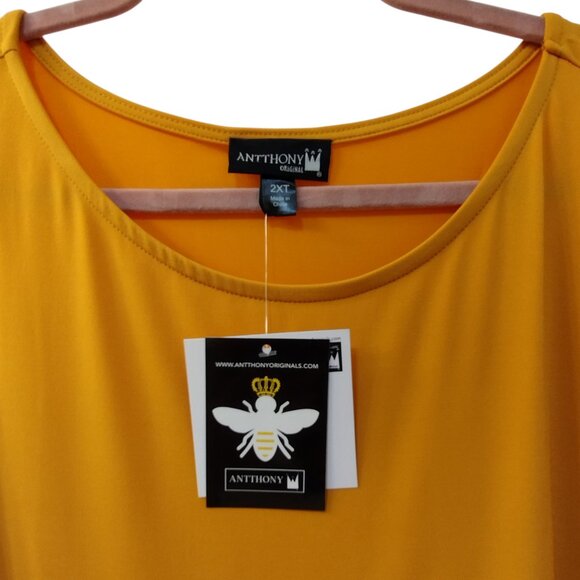 Antthony Originals: 2 pc. Mesh Knit Pant Set, Size 2XT, Mustard Yellow, Brown - Picture 4 of 12